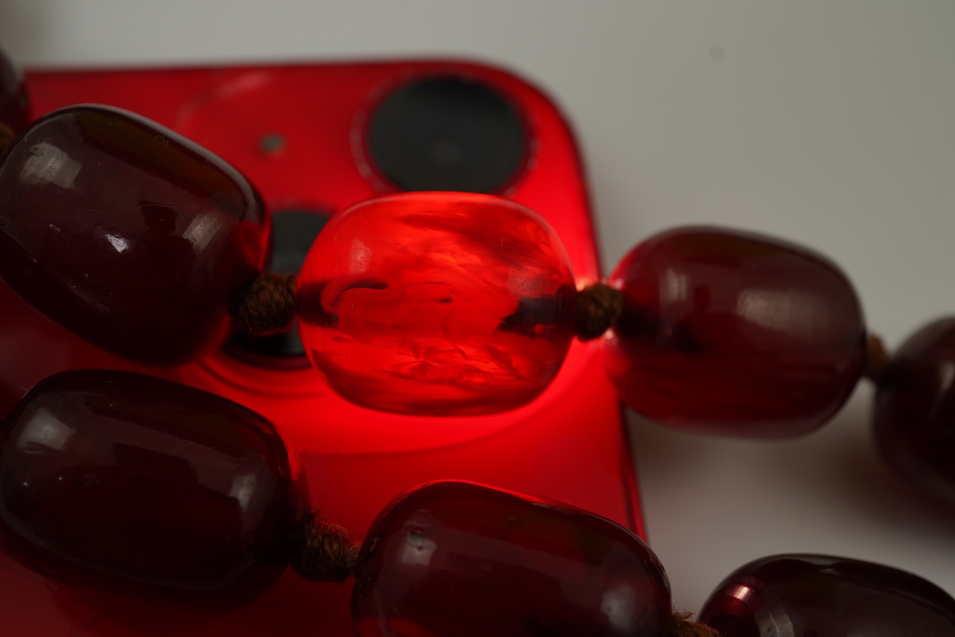 A cherry bakelite 'amber' necklace